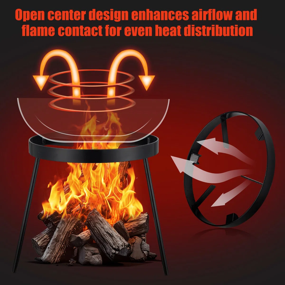 Trépied pour feu de Camp pour la Cuisine – Équipement de Cuisine pour feu de Camp, Support de Foyer extérieur, trépied de Camping Portable en Fonte pour Four hollandais, Barbecue, Chalet, Foyer