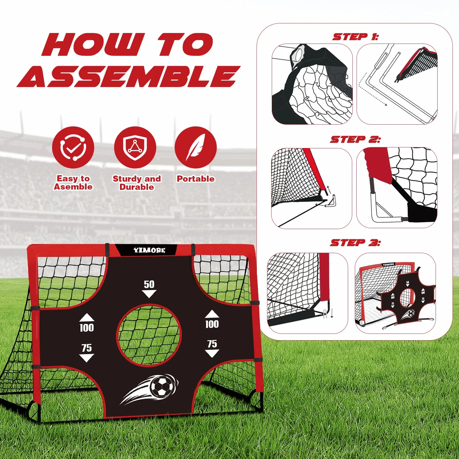 But de Football pour Enfants 3 en 1 - Cage de Foot Enfant Exterieur avec Sac de Transport 120 * 90 * 90cm Cages et Mini Buts Idéal pour Le Jardin