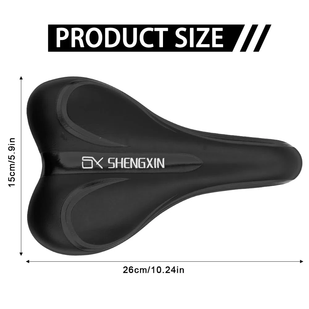 Bike Seat, Sponge Bicycle Seat, Mountain Bike Saddle Waterproof, PU Leather Cycling Saddle, Slender Bicycle Saddle for Mountain Bike, Folding Bike, Road Bike, Spinning Bike, Exercise Bikes