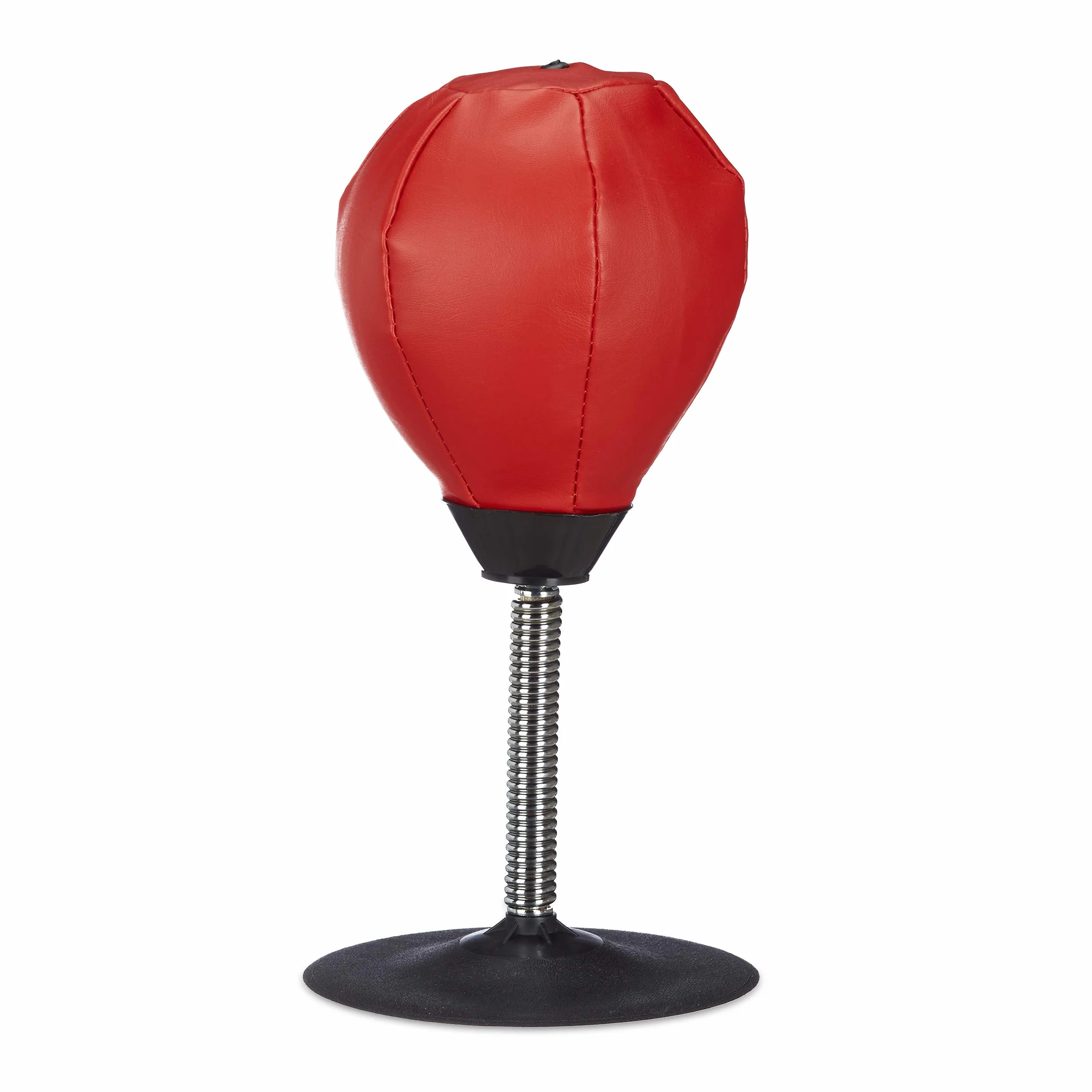 Relaxdays 10022328 Punchingball Tisch, Boxbirne Schreibtisch, Büro Punching Ball Anti Frust, HxBxT : 35 x 18 x 18 cm, Rouge/Noir