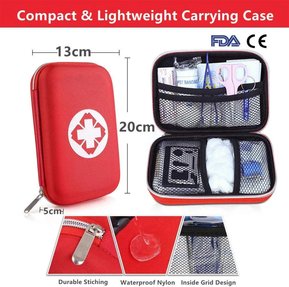 Trousse de Premier Secours, Mini Boîte Médical, Complète pour la Voiture, Voyage, Bureau, Randonnée, Sport, Maison, Entreprise (Rouge)
