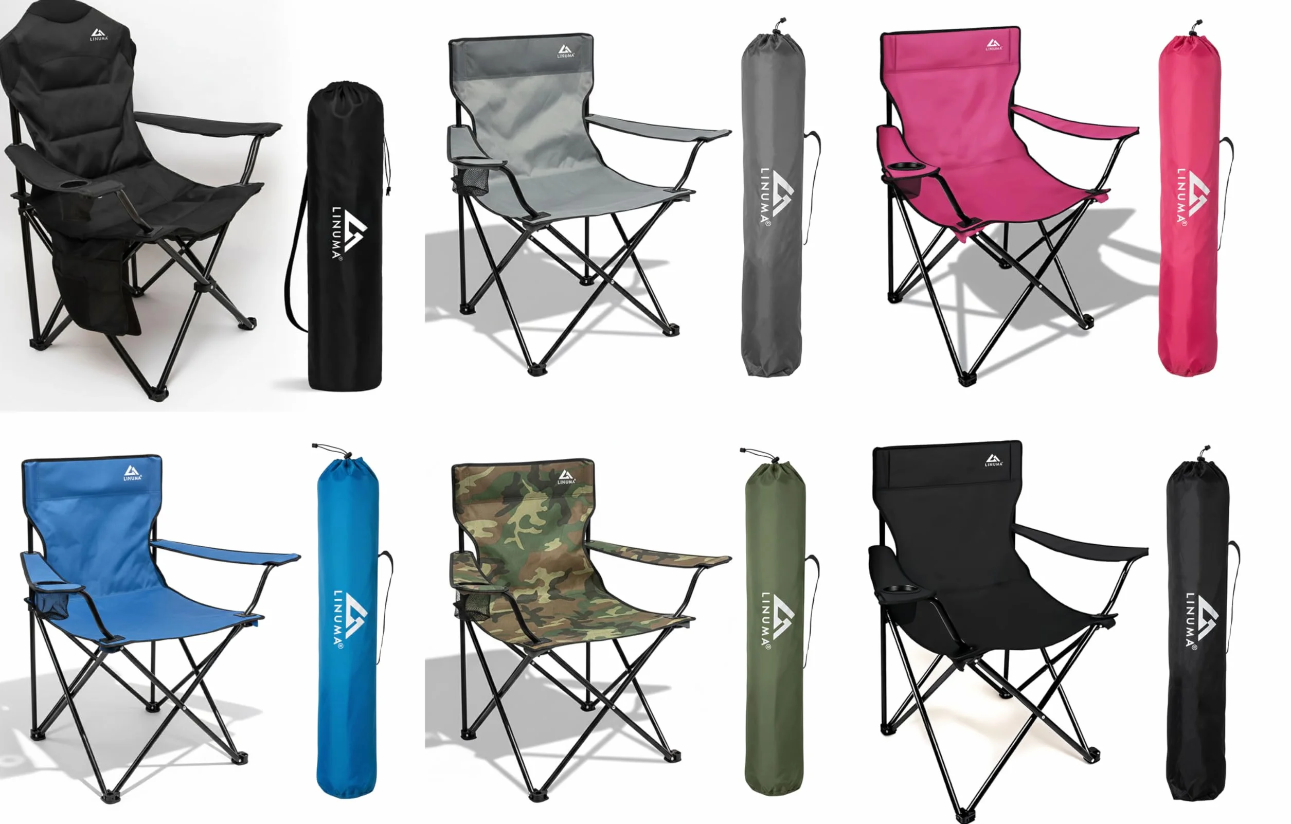 Chaise de Camping Noir – Pliante avec Porte-gobelet – idéale pour Festivals, pêche & Camping