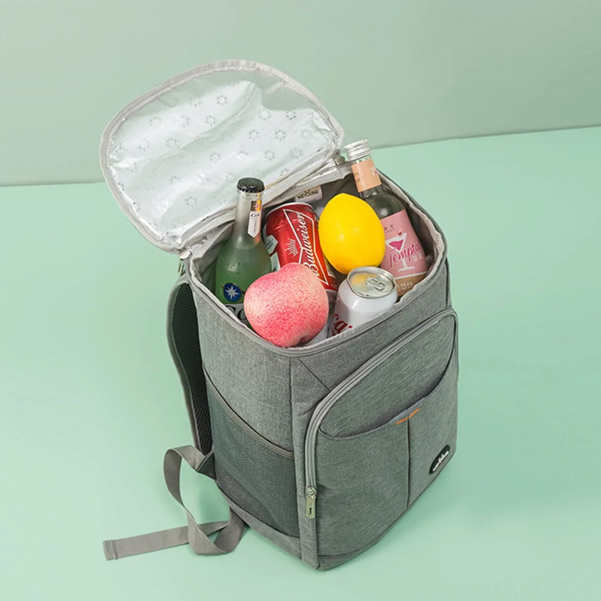 25L Sac à Dos Isotherme à Glacière, Sac Isotherme Portable Cooler Backpack Bag, pour Hommes Femmes pour Camping, Pique-Nique, Barbecue, événements (Gris)