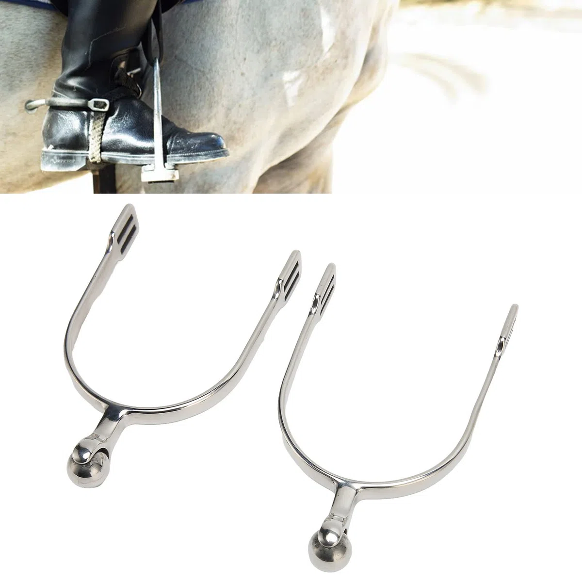 Naroote Éperons Occidentaux avec Boule Roulante pour L'équitation, éperons de Cheval en Acier Inoxydable pour Maintenir Le Contrôle, Idéaux pour Les Compétitions équestres, 2 Pièces