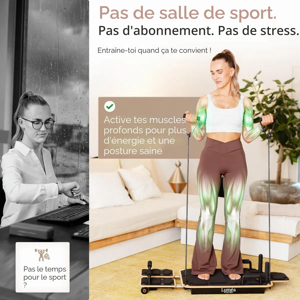 Planche de Pilates en bois | Planche de réforme de Pilates pour la maison | Planche d'équilibre antidérapante & Core Trainer | Appareil de fitness à la maison pour le ventre, les jambes, les fesses et