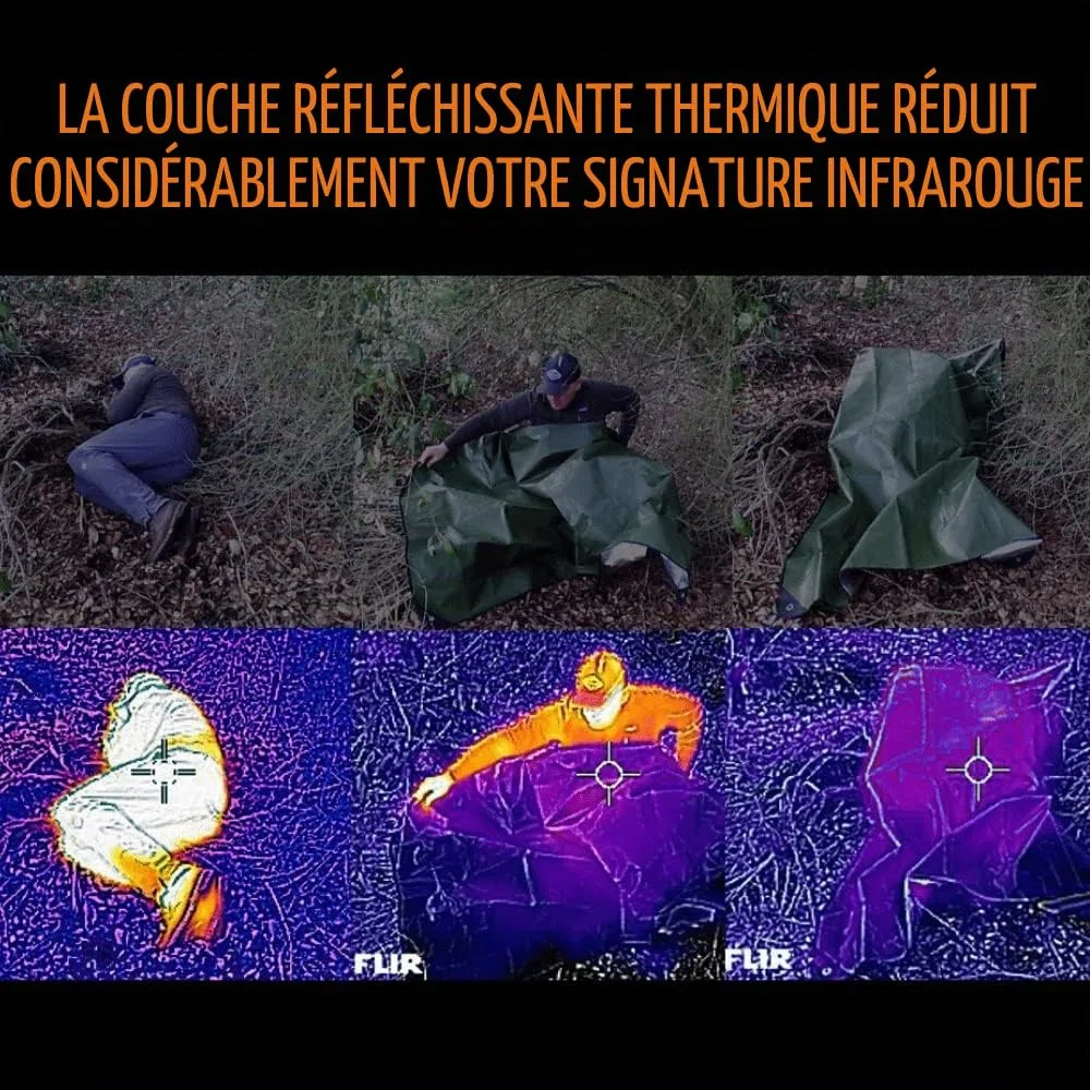 Arcturus Couverture de Survie Robuste – Bâche Thermique réfléchissante – 152,4 x 208,3 cm – Couverture d'urgence réutilisable pour Voiture ou Camping (Camouflage boisé)