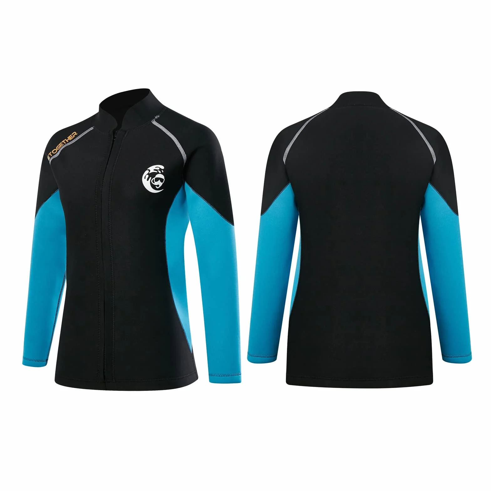 Veste de plongée pour homme et femme, en néoprène de 2 mm avec fermeture éclair sur le devant, manches longues, pour le surf, la natation, la plongée, haut de combinaison (M, femme)