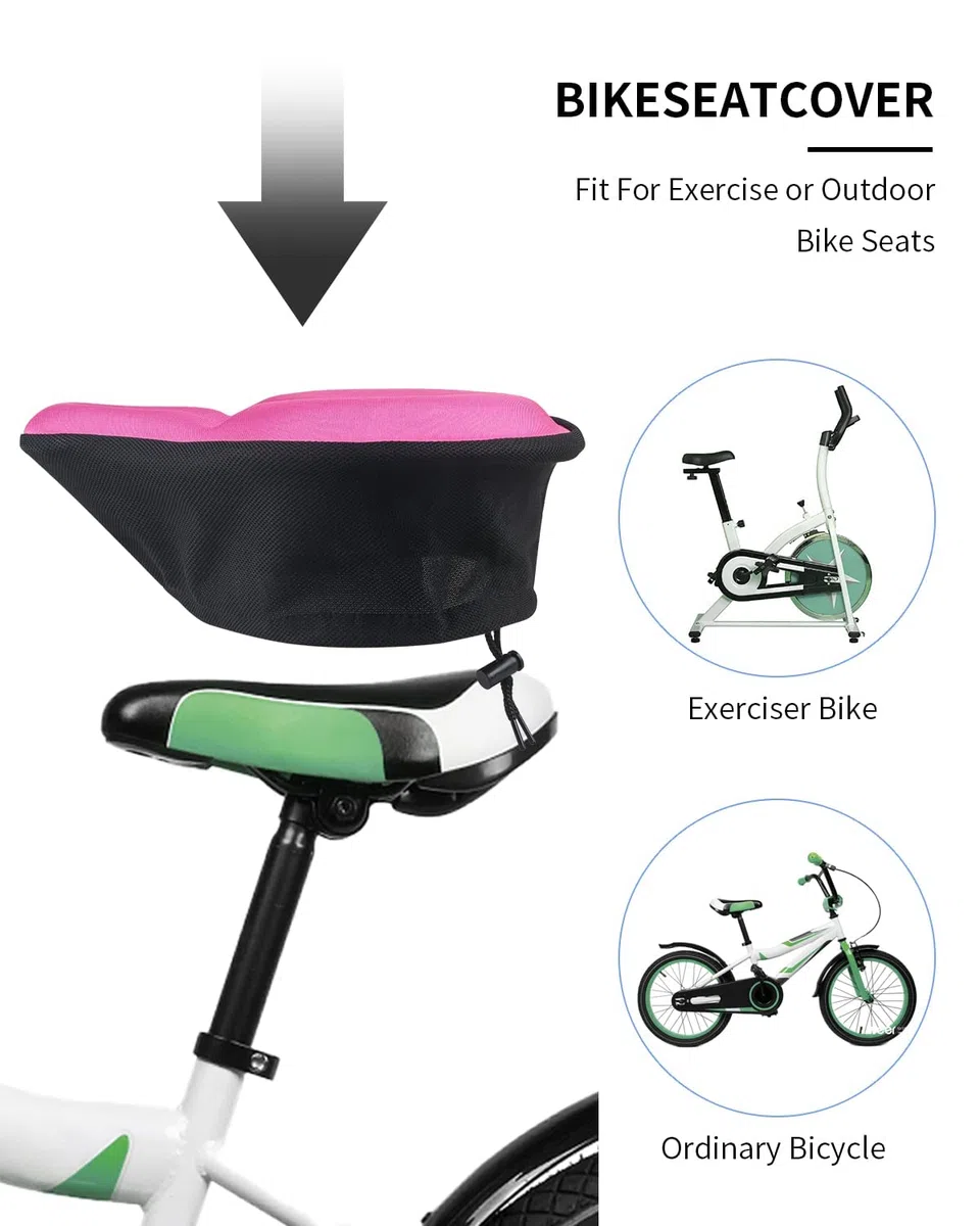 MSDADA Housse de Selle pour Homme et Femme - 29 x 27 cm - Doux et Confortable - Respirante - Large Housse de Selle de vélo pour VTT, vélo de Course, vélo d'appartement (Rose)