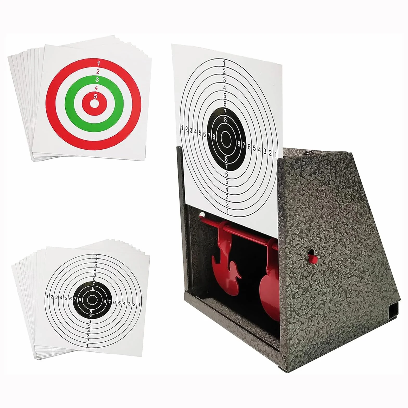 ATFLBOX BB Trap Target avec 20pcs Paper Target et Resetting Shooting Target pour Airsoft Pellet Gun Rifle BB Gun