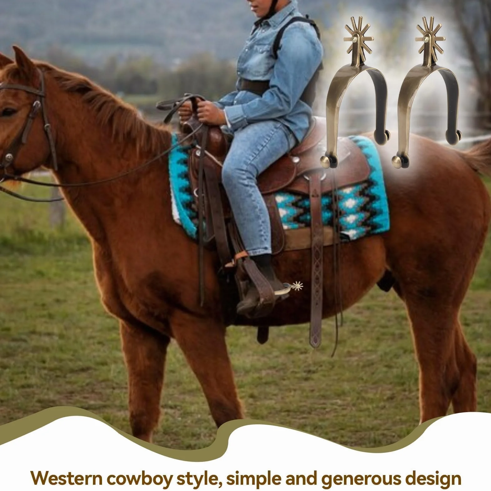 West Spur, Horse spurs spurs spurs pour bottes de cowboy West cowboy style Western spurs en alliage de zinc spurs bottes de cowboy spurs spurs Vintage spurs Walking Horse Rope spurs pour l'équitation