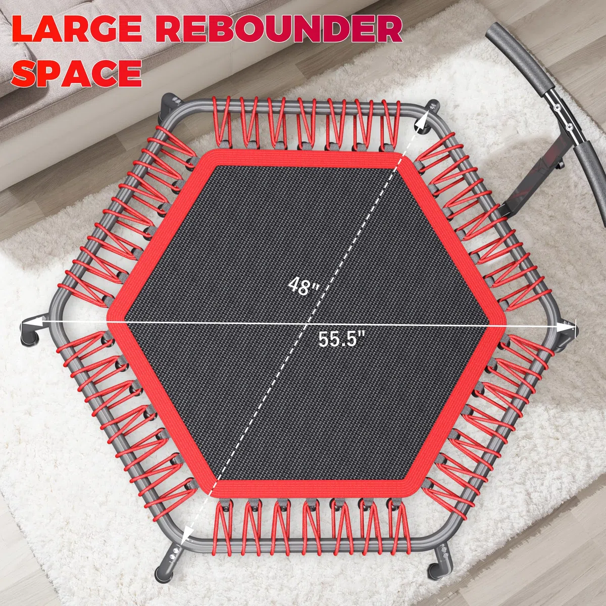Trampoline rebondissant pour Adultes avec Cordons élastiques, pour entraînement d'intérieur/extérieur, Charge maximale de 101,6 cm/122,9 cm