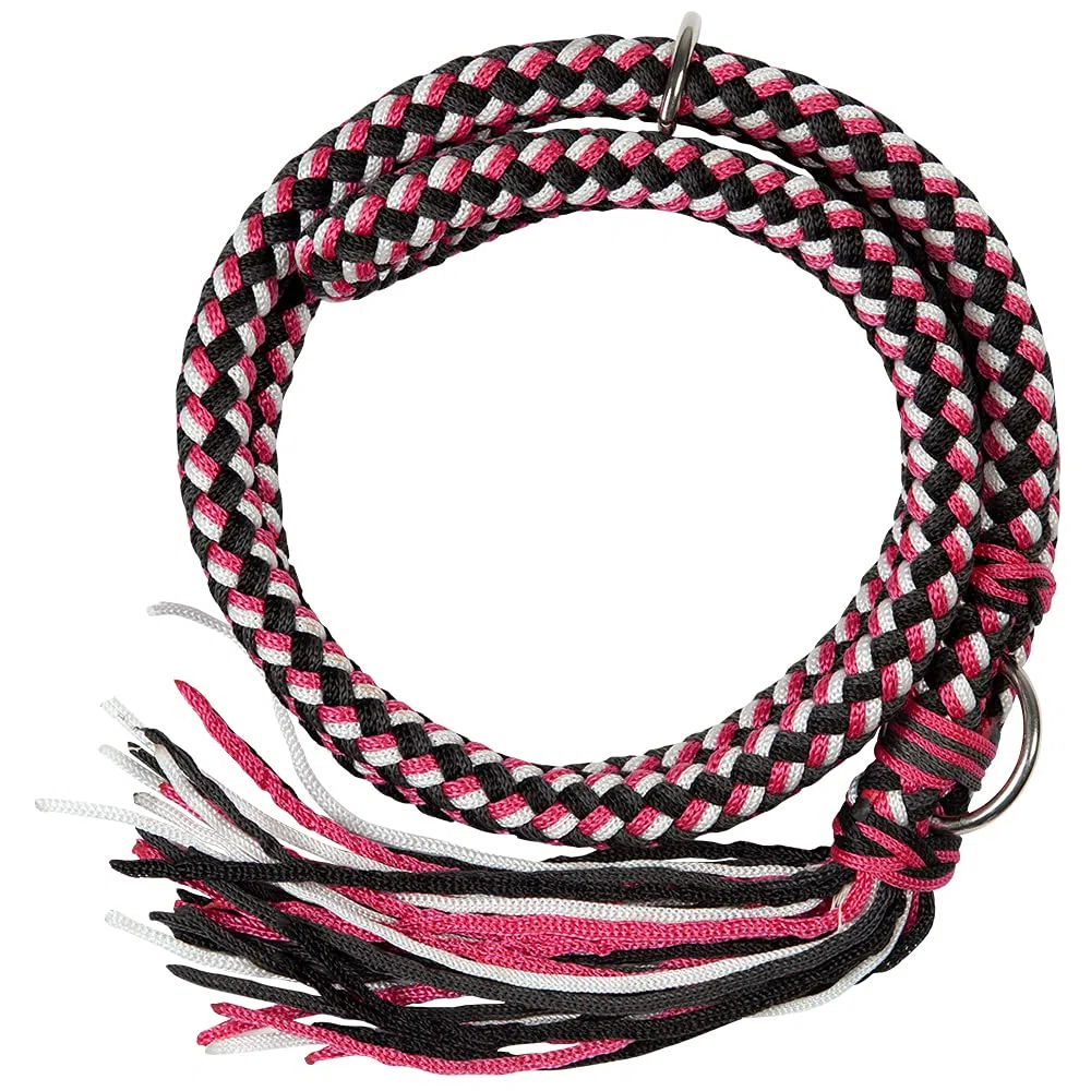 PFIFF 102932 Collier de Cheval Rond Tressé Réglable Noir/Rose