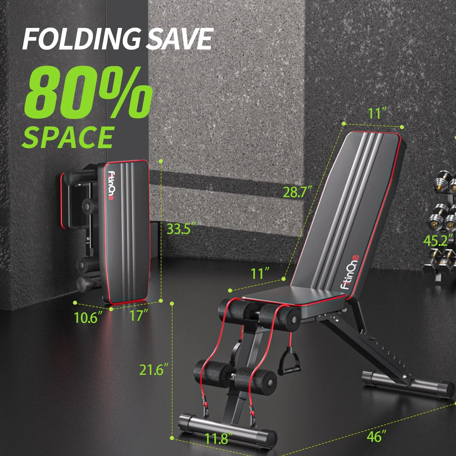 FitinOne banc de musculation pliable et réglable, banc multifonction incliné pour entraînement complet du corps, 6 en 1, pour la maison ou la salle de sport, capacité de 300 kg
