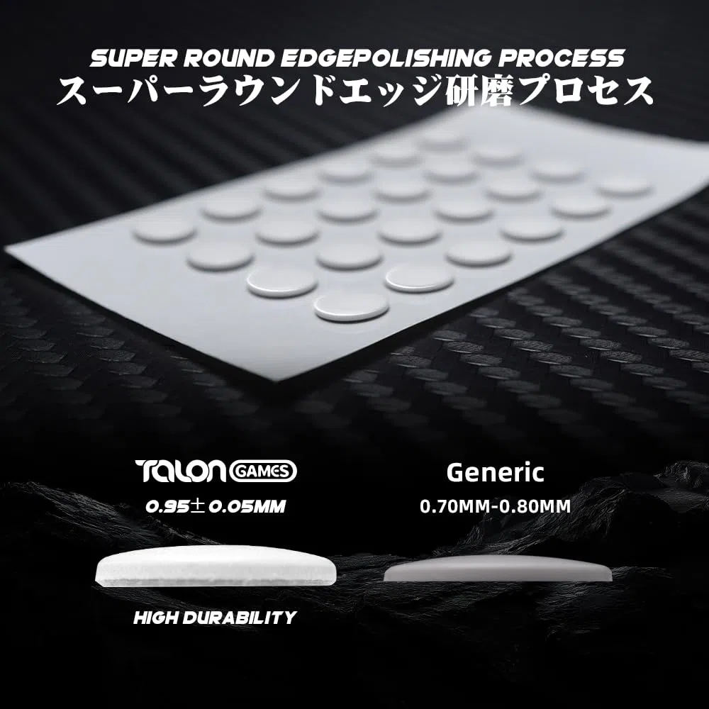 TALONGAMES Patins à souris universels à 48 points pour tapis de souris en tissu, 6 mm, haute durabilité, faible bruit, glisse lisse, bord incurvé (Série , blanc)