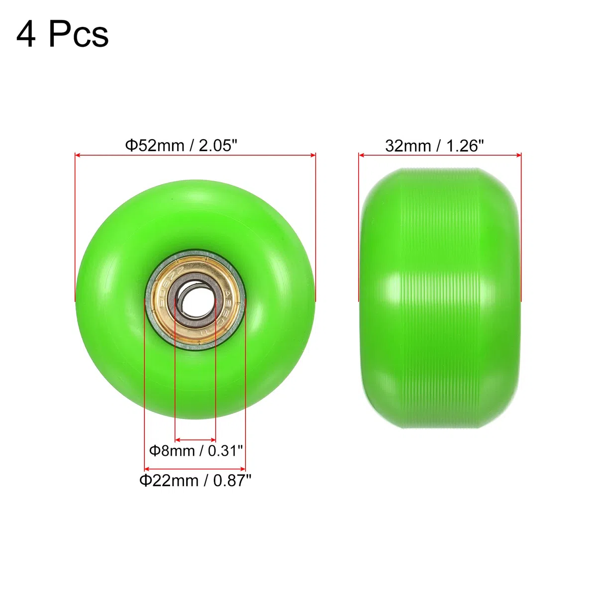 PATIKIL Roues de skateboard avec roulements, roues de rue pour skateboard Cruiser