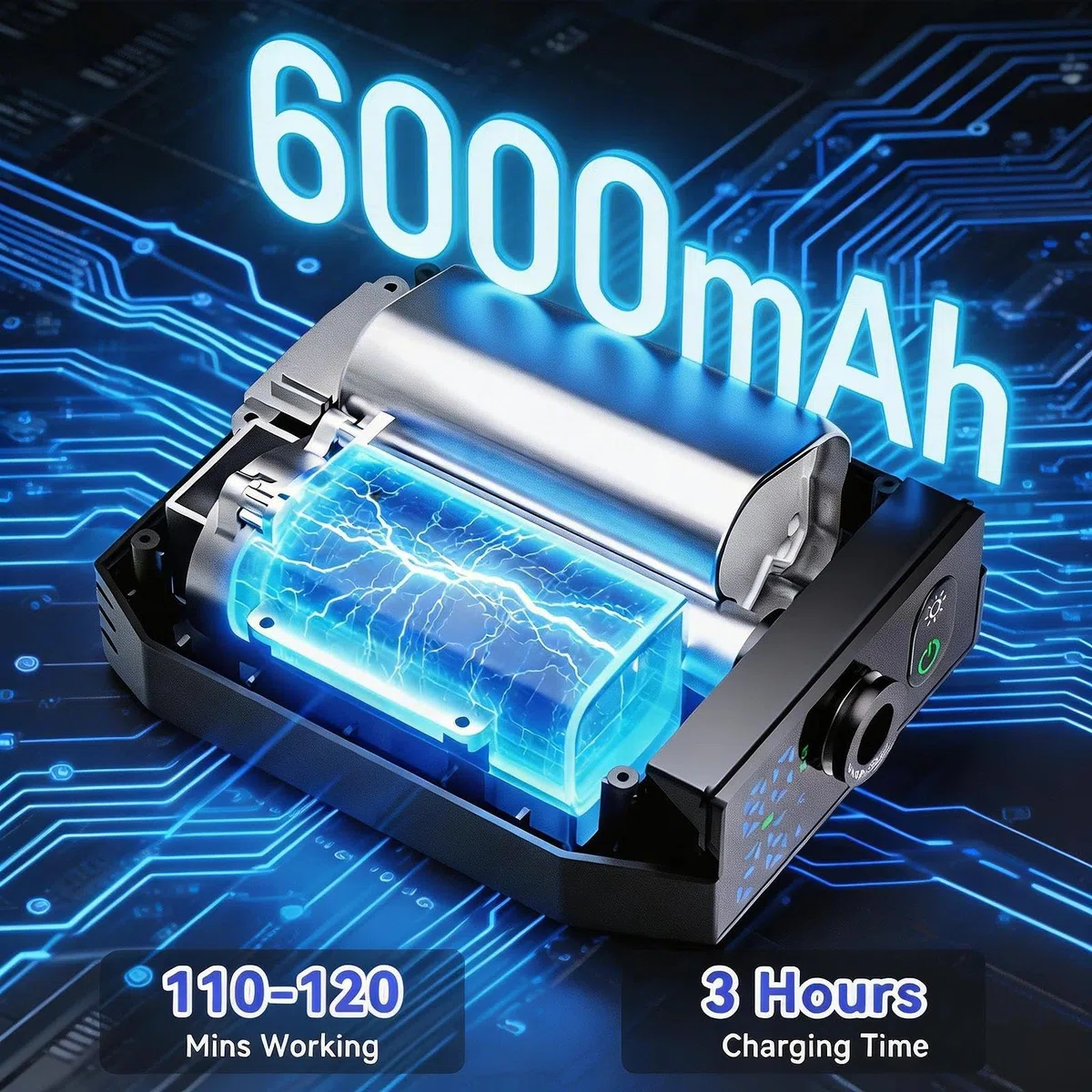 Douche Camping Portable 6000mAh - IPX8, Pompe Douche Camping avec Lumière LED, Rechargeable, Douche Camping -Affichage de la Température/5 Modes de Pression Réglable