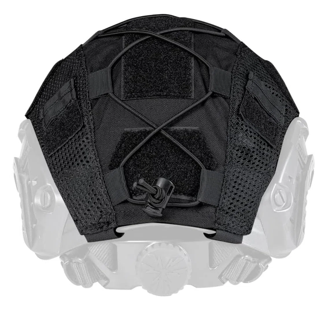ATAIRSOFT Housse de casque tactique Airsoft Paintball Militaire Chasse Tissu en nylon pour casque rapide BJ/PJ/MH (BK)
