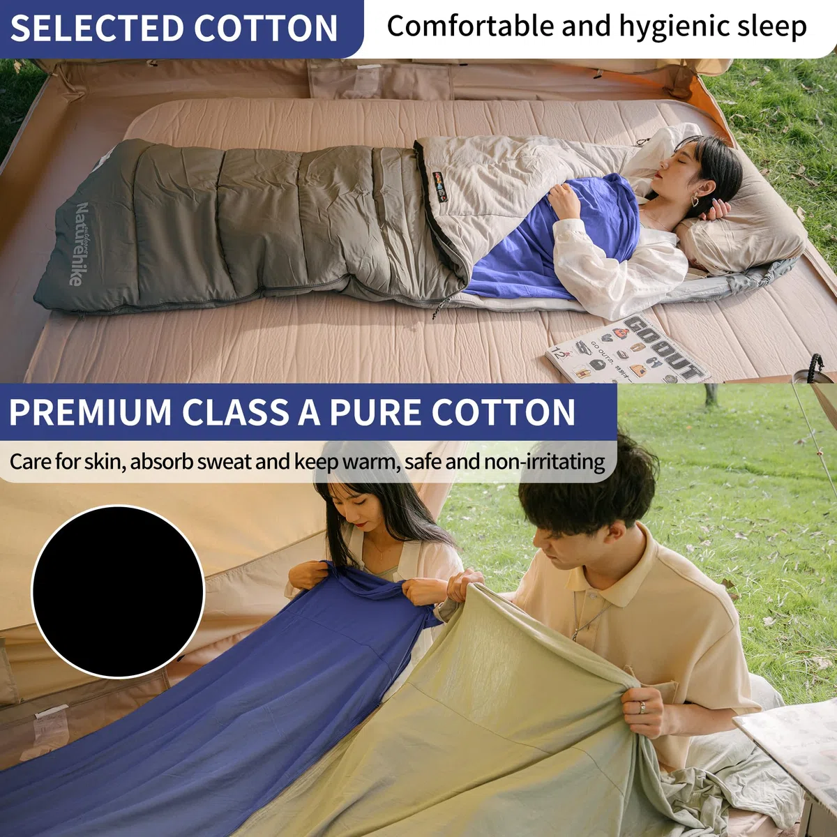 Naturehike Draps de Sac de Couchage de Voyage Ultralégère Compact en Microfibre avec Compartiment Oreiller Ajouté, Sac de Couchage pour Adultes, Sac de Couchage de Aussi comme Drap de Couchage