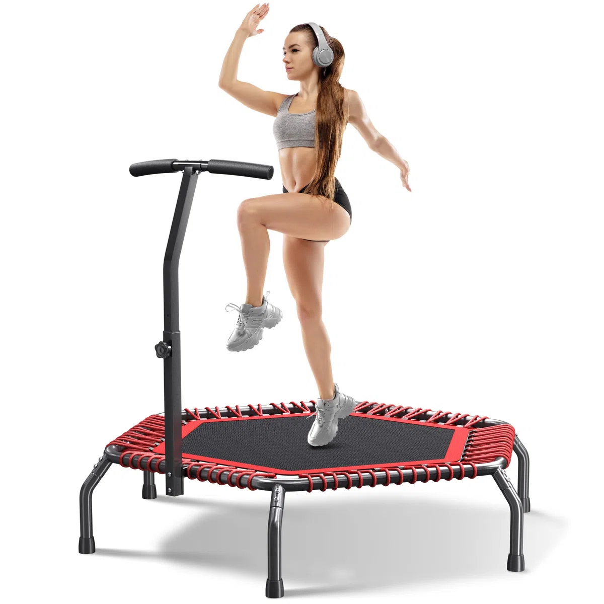 Trampoline rebondissant pour Adultes avec Cordons élastiques, pour entraînement d'intérieur/extérieur, Charge maximale de 101,6 cm/122,9 cm