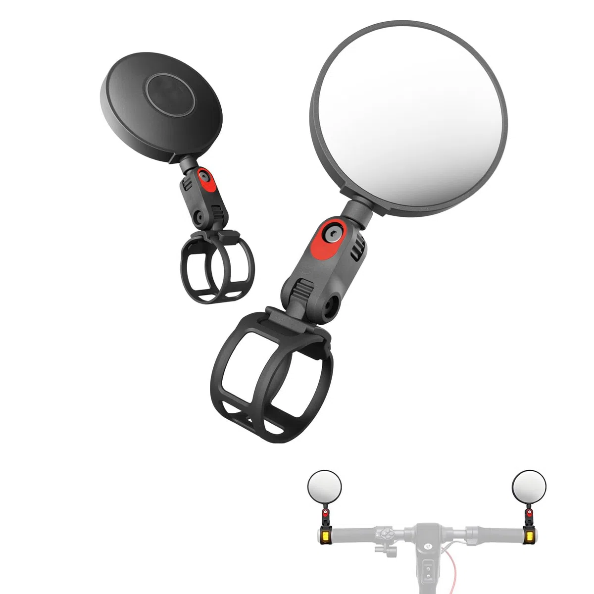 Authentique Original Retroviseur Trotinette Electrique, Retroviseur Velo Electrique Rond,Peut Miroir 360 Rotatif, Pour Avec Segway Ninebot Tous Les Kickscooter Max G30 G2 G3 Zt3 Pro Gt3 F3 E3 (A)