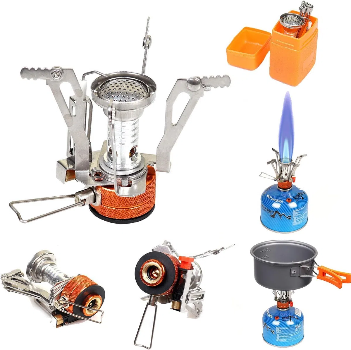 Padarsey O2-3 Batterie de cuisine de camping 1 à 2 personnes avec couteau et fourchette pliants, poêle et poêle portables, randonnée pour pique-nique et camping