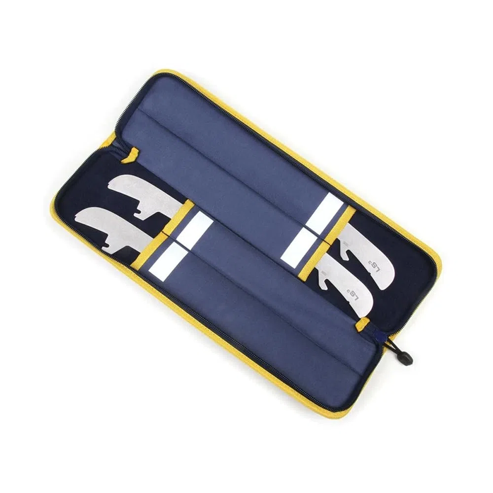 VPRO Sac de transport pour lame de patin à glace - Bleu marine - Avec bordure jaune - Protection professionnelle de la lame - Pour patins à glace