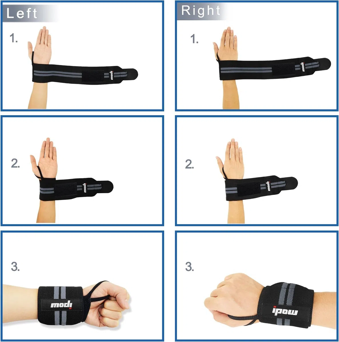 IPOW [2Pcs] Protège-poignet avec Bande de Force Réglable,Wrist Wraps Maintien Poignets dans Musculation/Crossfit/Gymnastique/Fitness/Bodybuilding/Sport,Bandage Serre Poignet pour Femme ou Homme-Gris