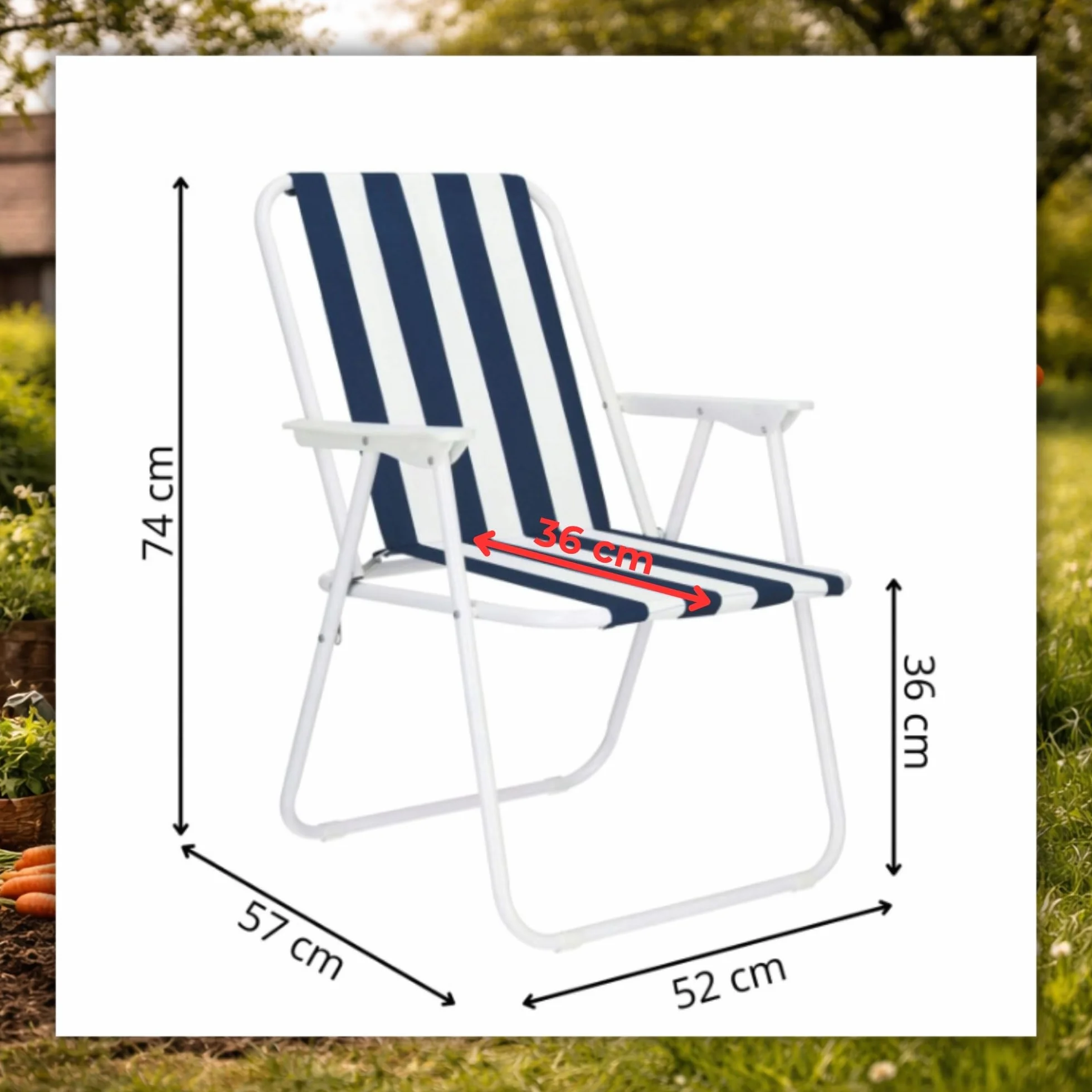SPRINGOS Lot 2 Chaises de Camping Pliantes avec Accoudoirs – Structure Métal, Charge 100 kg, Ultra-Légères 4,2 kg – Plage Pêche Pique-Nique Jardin – Blanc/Bleu