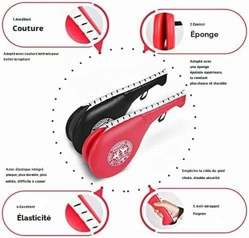 Lot de 2 coussinets de taekwondo durables pour arts martiaux, karaté, kickboxing, entraînement MMA pour enfants, jeunes et adultes