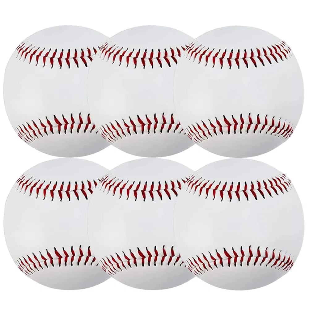 Lot de 6 balles de baseball vierges pour entraînement de jeu d'équipe, de compétition, de lancer, d'attrapage - Pour adultes et jeunes adultes - 22,9 cm