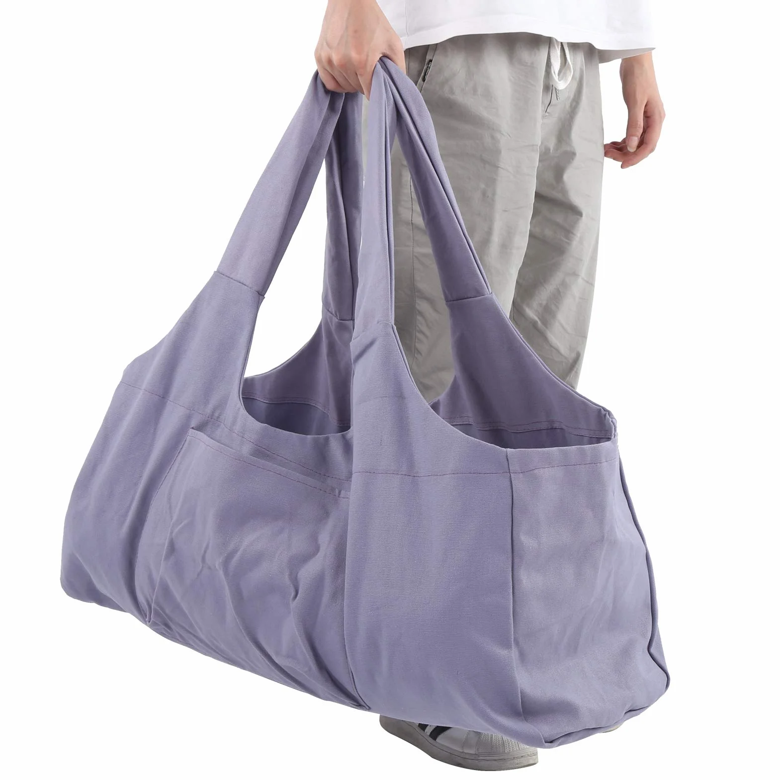 SOONHUA Sac de Yoga, Gym Grande Sac de Sport avec Poche Latérale, Matériau en Toile, Compatible avec la Plupart des Tailles de Tapis, Violet