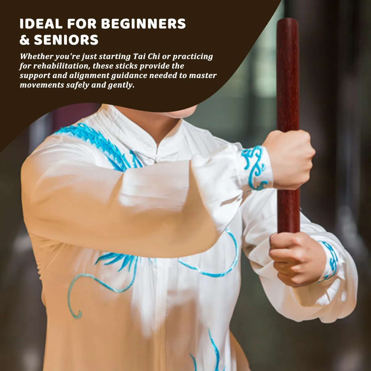 Bâtons de Tai Chi pour débutants, règle de Tai Chi en bois 15, 8x1, 4 pouces, outils pratique pour le fitness et la rééducation physique