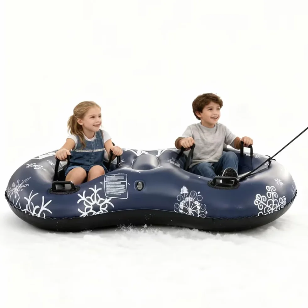 Luges Gonflables 2 Places pour Enfants et Adultes: JanTeelGO 167cm Tige de Neige Portable avec Corde de Remorquage - Épaissi de 0,5 mm pour Les Sports d'hiver