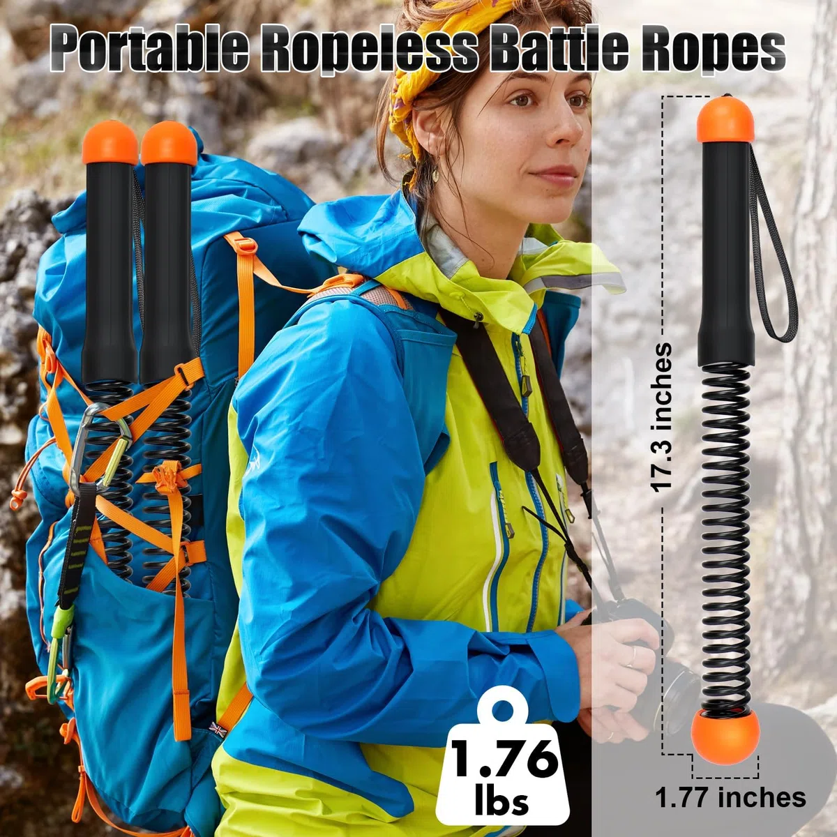 Lot de 2 cordes de combat lestées sans fil pour salle de sport à domicile, HIIT, force, corde d'entraînement portable et silencieuse, équipement de fitness polyvalent pour homme et femme