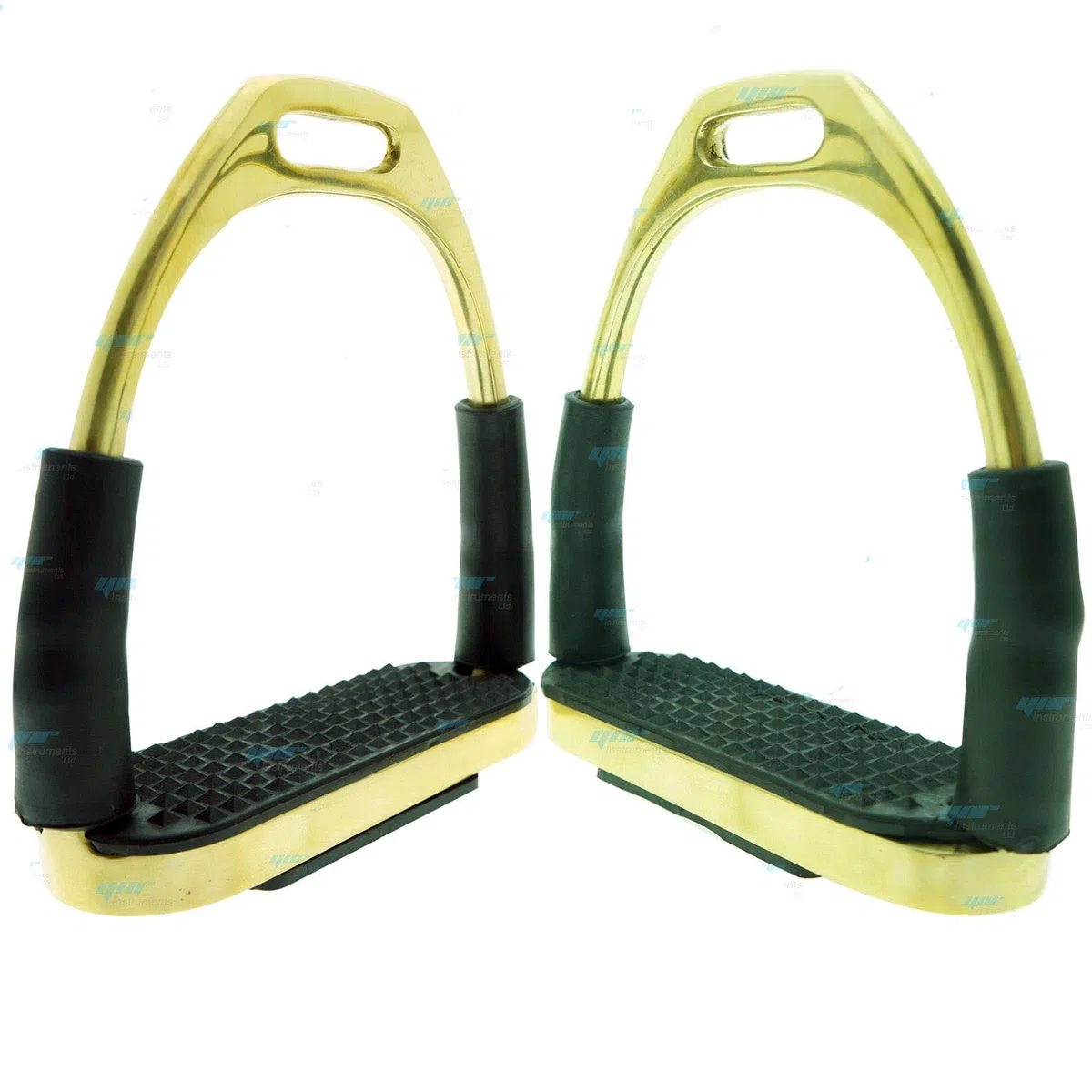 Étriers de sécurité flexibles dorés pour cheval