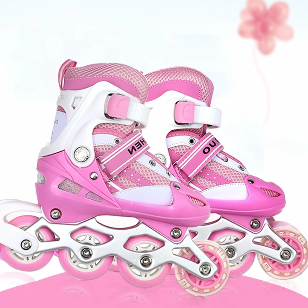 Rollers en Ligne Enfant, Rollers en Ligne Garcon&Fille, Rollers en Ligne Ajustable Taille Réglable (Taille 35-38) ABEC 7, Roller Enfant 4 Roues