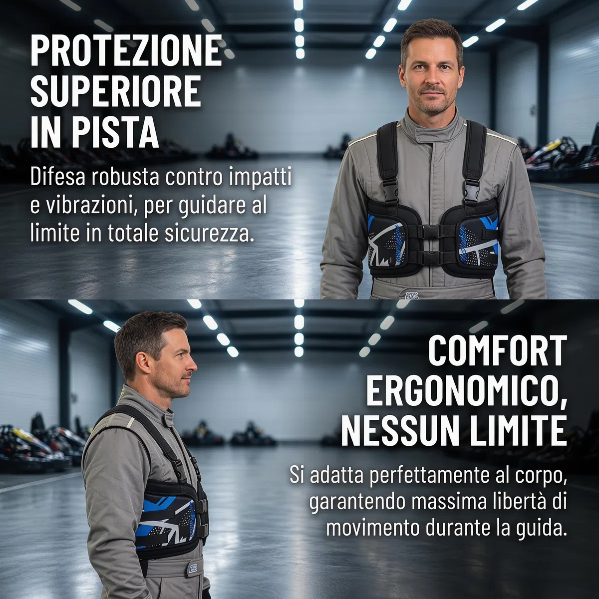 predolo Protège-Côtes de Karting Protège-Côtes Karting Conception Ergonomique Plastron Sportif pour Enfants, Entraînement, Bleu, Adulte