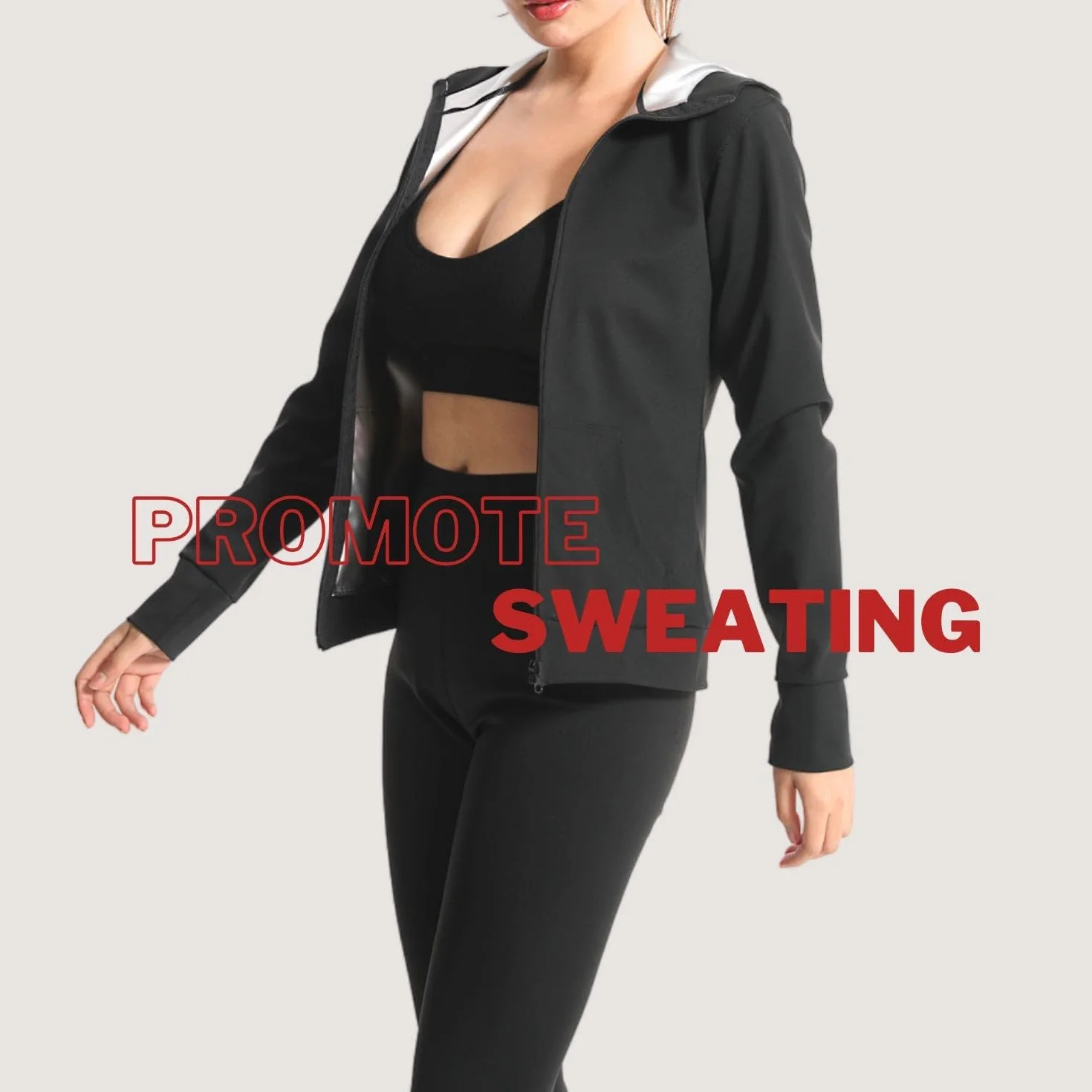 Sudation Veste Top Manches Longues Amincissante Ventre Plat Maigrir Sauna Suit Capuche Shapewear Costume D'entraînement Formateur Shaper Exercice Fitness Gym Yoga Sport Femme