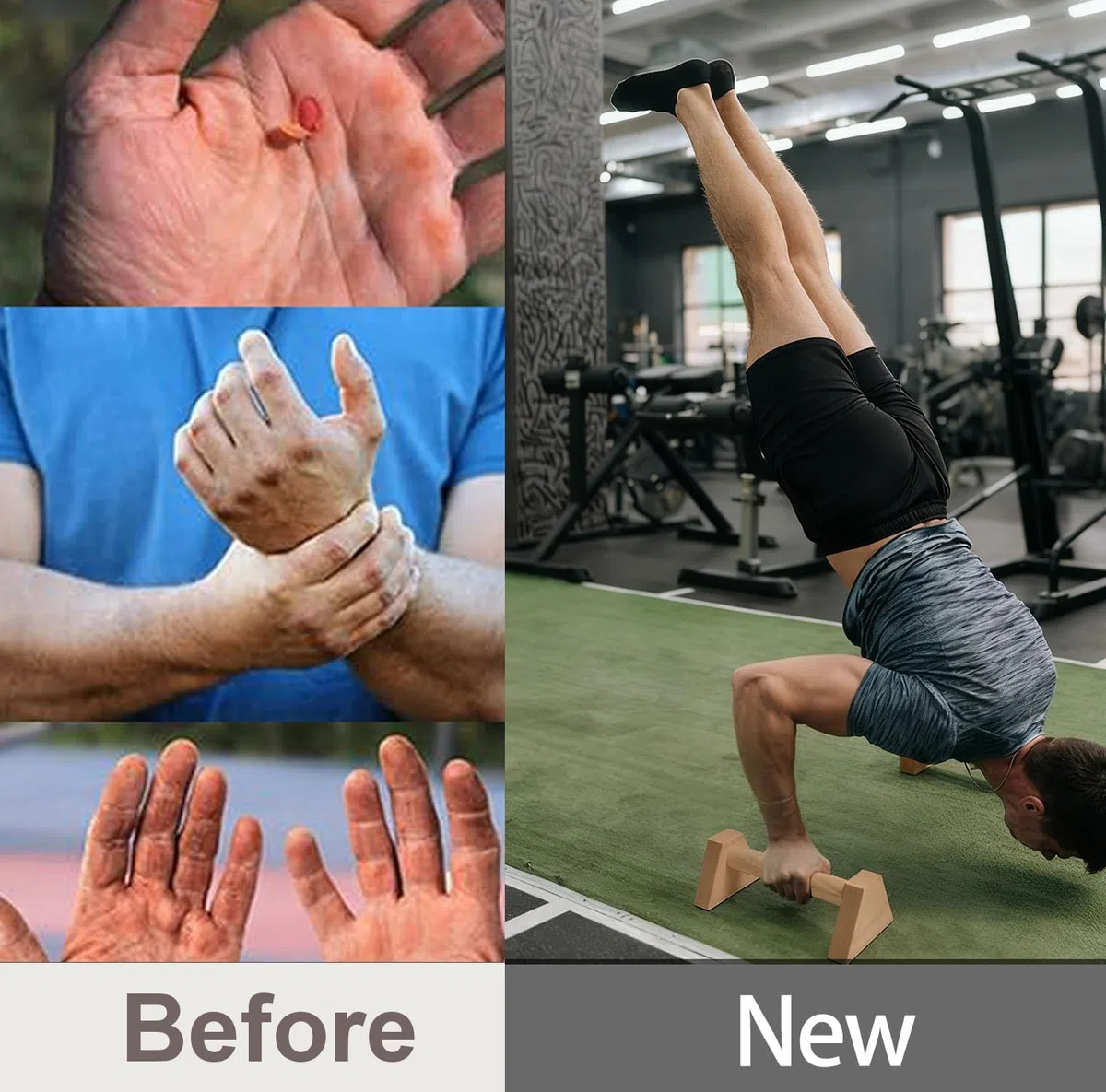 Poignées de pompes - 2 barres push up - Barre parallettes en bois - Avec deux poignées amovibles - Antidérapantes - Pour callisthénie, yoga, fitness, entraînement du haut du corps - Couleur bois