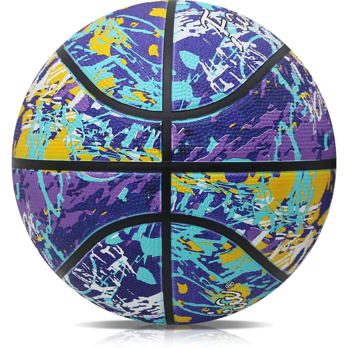 Ballon de basket taille 5 avec pompe, Street Training Ballon de basketball pour débutants, adolescents et adultes (caoutchouc/graffiti)