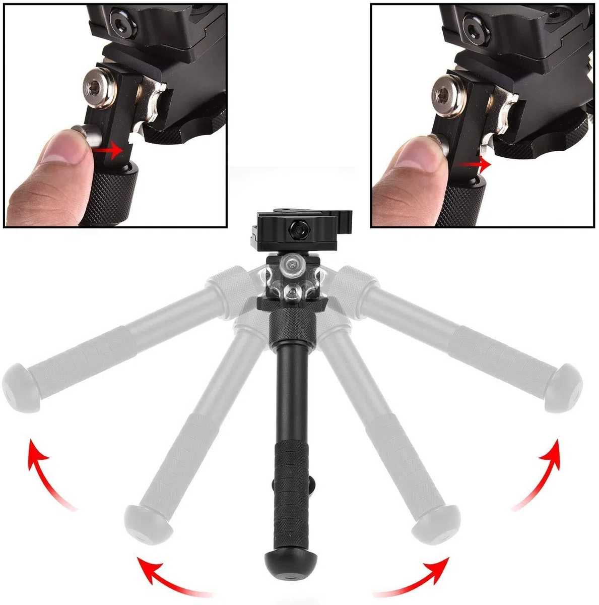 N/W Bipied de Fusil réglable en Hauteur de 6 à 9 Pouces, adapté à Une glissière de 22 mm, Rotation réglable à 360 degrés du bipied