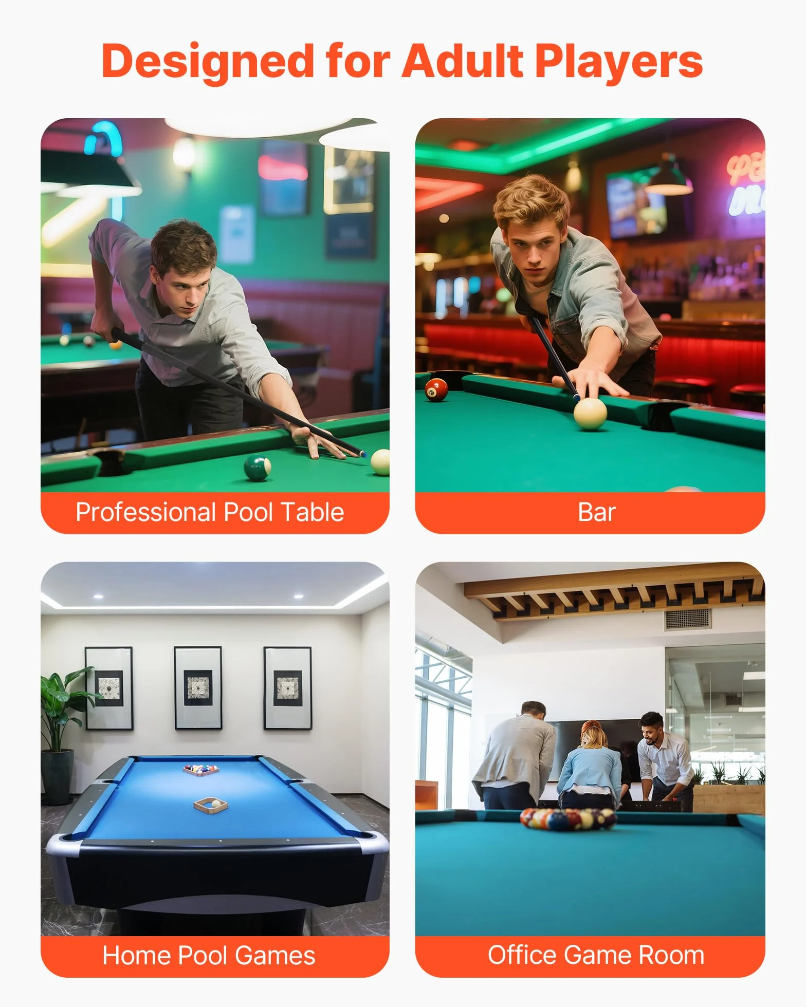 VEVOR Queue de Billard de 147,3 cm avec Pointe Multicouche et Anneau de Connexion ABS, pour Table de Billard Professionnelle, Bar, Maison, Bureau