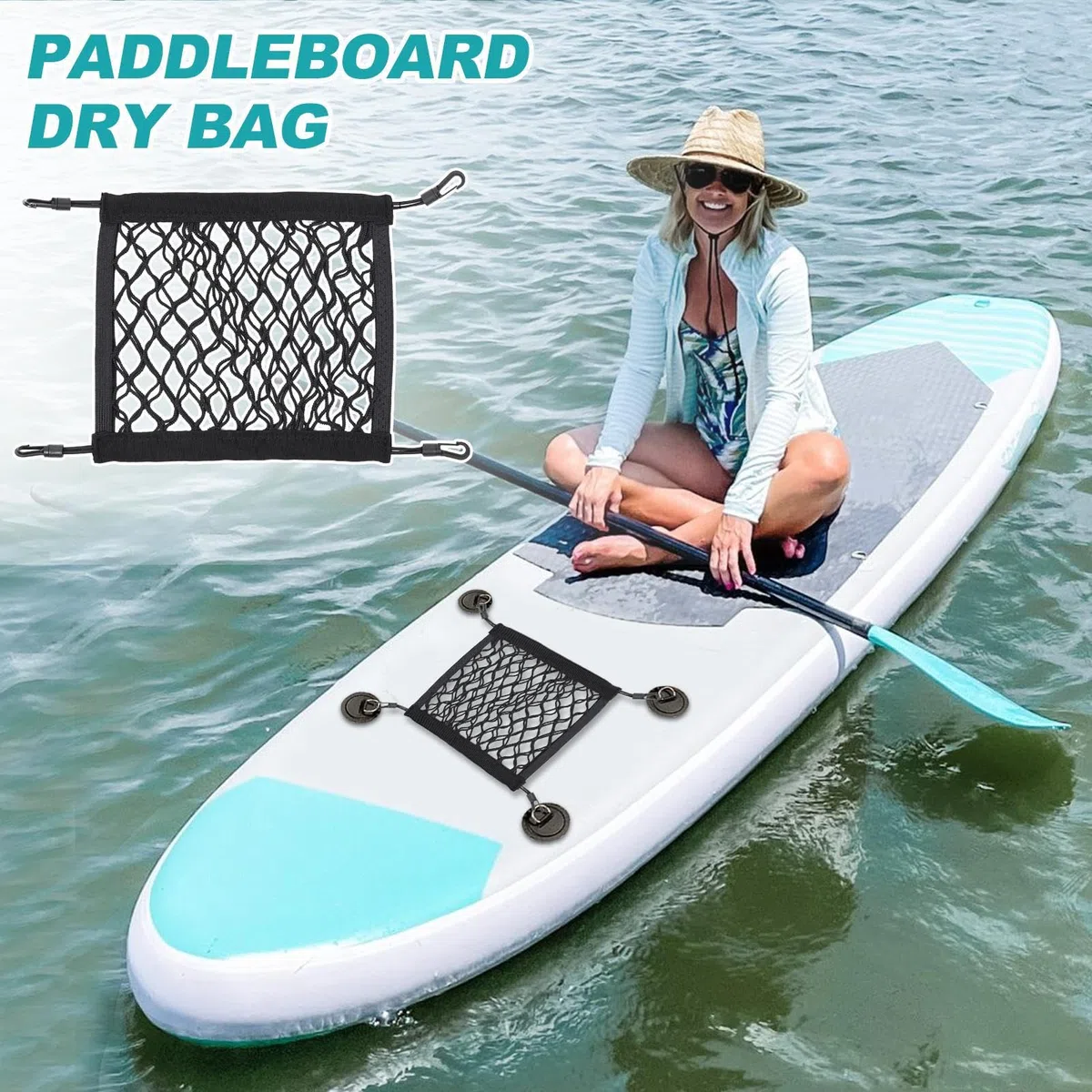 Générique Sac de Pont pour Paddle,Sac de Rangement Kayak | Porte-Accessoires Élastique Résistant en Filet pour Randonnée Pêche Rivière Camping Voyage
