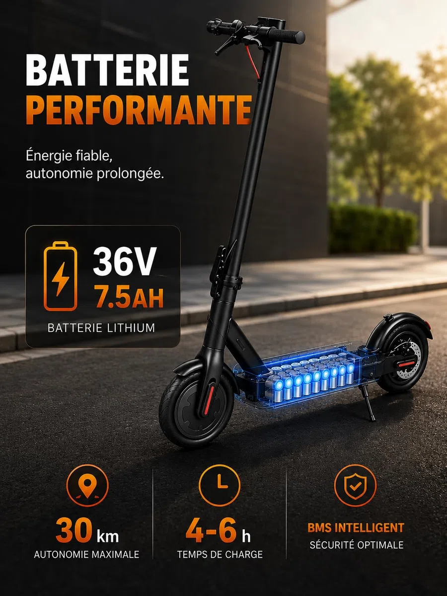 Trottinette Électrique Ado & Adulte – 500W, 4Ah-7.5AH, Autonomie 12-30km, Pneus 8.5" Gonflables, Double Freinage, Pliable - Siège (en Option)
