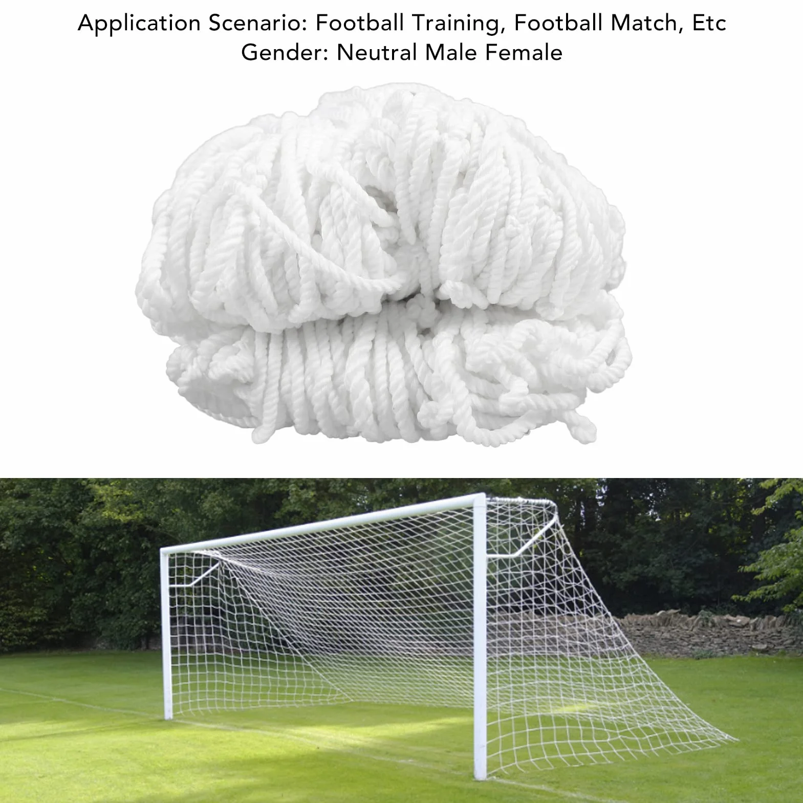 BuyWeek Filet de But de Football, 3 x 2 m Remplacement de Filets de But de Foot en Polypropylène pour Match et Entraînement de Football