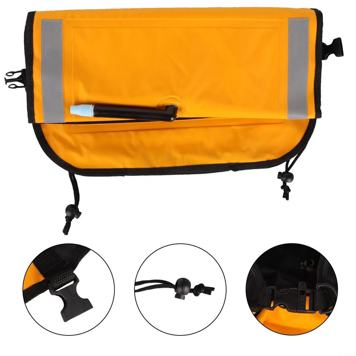 Sac de flotteur de pagaie, 1 sac de pagaie gonflable pour canoë, bateau, dispositif d'auto-sauvetage avec haute flottabilité et boucle à dégagement rapide, jaune vif pour canoë et rafting