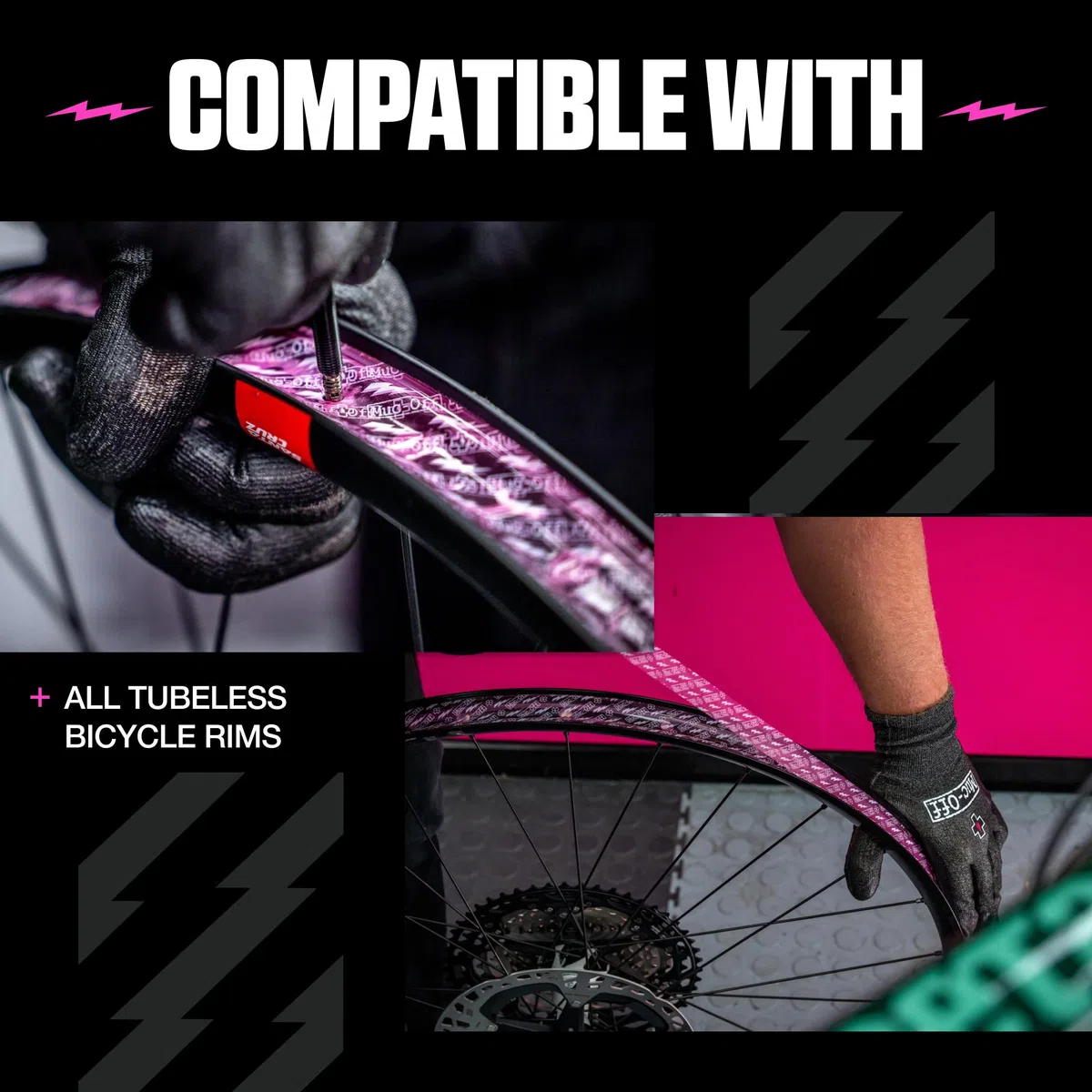 Muc-Off Fond de Jante Vélo Tubeless - 30 mm - Fond de Jante Adhésif Sensible à la Pression - Pour Installation de Pneus de Vélo Tubeless - Rouleau de 10 Mètres - 4 Patchs d'Étanchéité Inclus