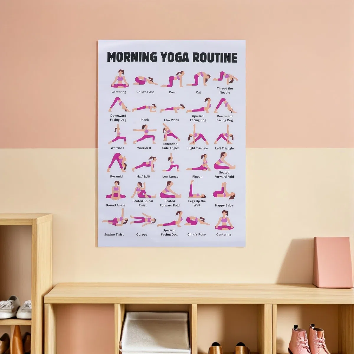 PRETYZOOM Affiche de Postures de Yoga pour Débutants 2pcs en Toile, Guide Mural pour Exercices à Domicile et Salle de Sport, Décoration Fonctionnelle et Pratique