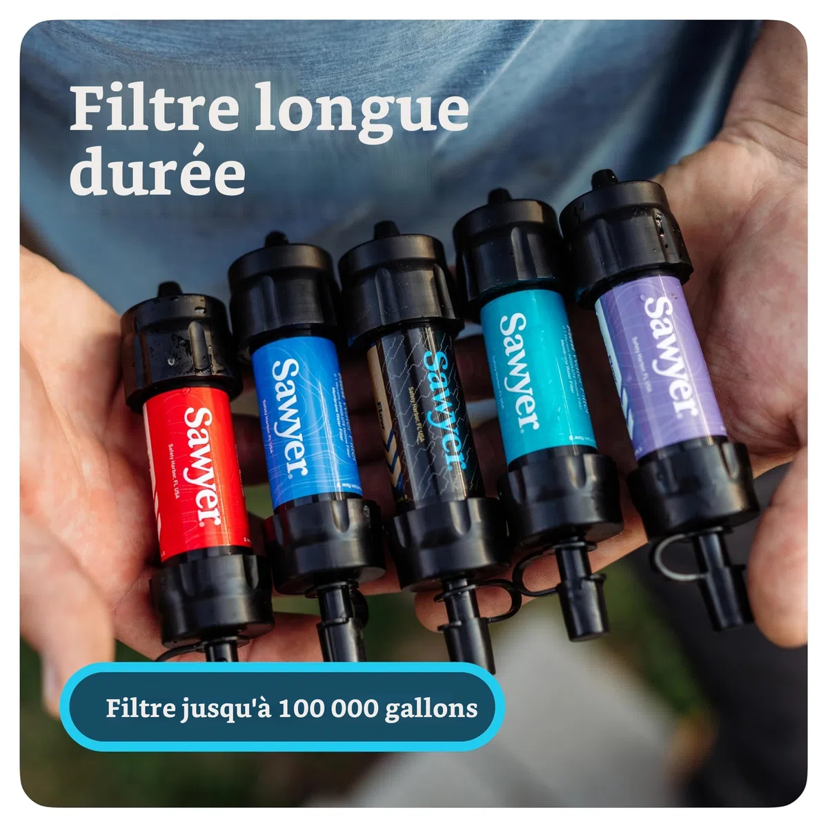 Sawyer Products SP340 Mini système de filtration d'eau, filtre et piston de nettoyage uniquement, simple, bleu sarcelle