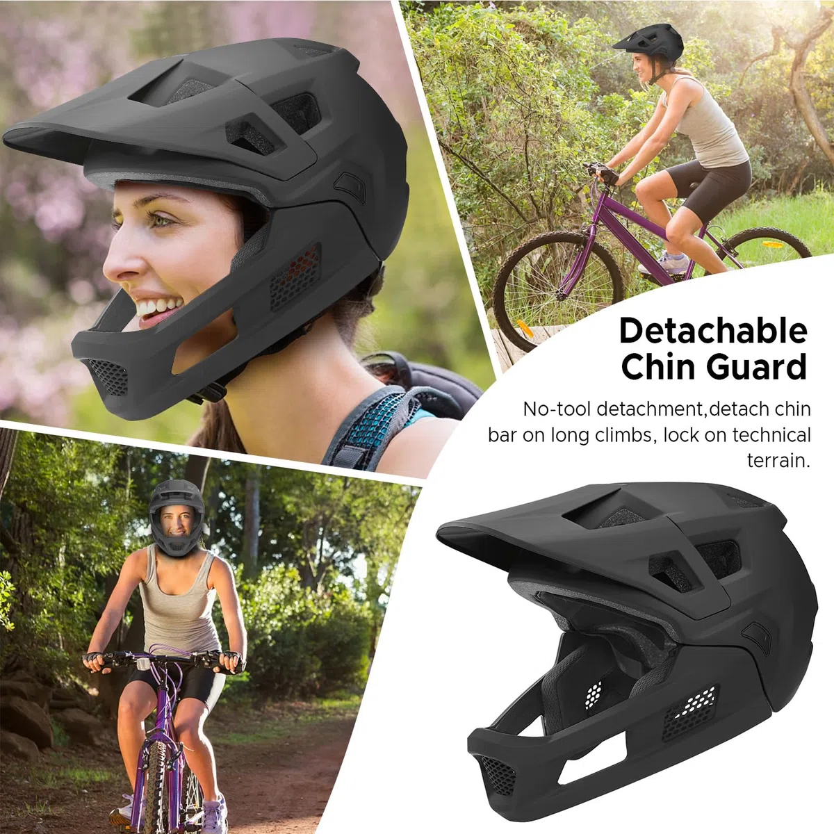 Casque de VTT BMX, Casque de Motocross Amovible, Casque de VTT intégral avec Rembourrage et Sangles AG+ Silver ION
